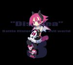  1girl bad_id bad_pixiv_id disgaea grin horns makai_senki_disgaea_3 pantyhose pink_eyes pink_hair pointy_ears raspberyl sailor_collar slit_pupils smile solo tail white_sailor_collar wings 