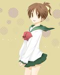  bad_id bad_pixiv_id brown_eyes brown_hair hirasawa_ui k-on! matsyumaro ponytail school_uniform serafuku short_hair skirt solo 