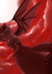  akka bad_id bad_pixiv_id bat_wings dutch_angle glowing glowing_eyes hat monochrome profile red red_eyes remilia_scarlet solo touhou wings 