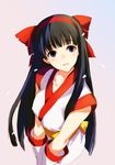  black_hair blue_eyes bow hair_bow hairband highres kawata_hisashi long_hair nakoruru red_bow samurai_spirits solo 