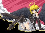  angel_wings ass bad_id bad_pixiv_id black_wings blonde_hair blue_eyes busou_shinki dd_(ijigendd) doll_joints frills solo thighhighs wings zelnogrard 