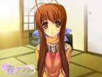  antenna_hair apron brown_eyes brown_hair clannad furukawa_sanae long_hair solo takuyu very_long_hair 