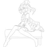  bad_id bad_pixiv_id flandre_scarlet greyscale hat highres kuronuko_neero legs lineart monochrome one_side_up ponytail short_hair solo thighhighs touhou wings 