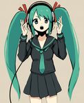  hatsune_miku headphones long_hair school_uniform shuuhei_(shoohey) solo twintails very_long_hair vocaloid 