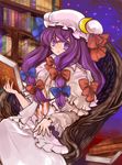  book crescent hat karuborara long_hair patchouli_knowledge purple_eyes purple_hair solo touhou 