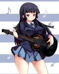  akiyama_mio bad_id bad_pixiv_id breasts impossible_clothes impossible_shirt instrument ippongui k-on! large_breasts left-handed long_hair musical_note ovation_guitar school_uniform shirt solo 