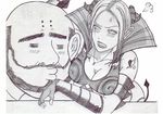  angry bald beard capcom demon_girl elvis_(god_hand) elvis_(godhand) facial_hair god_hand hand_kiss horns kiss lowres shannon_(god_hand) tattoo 