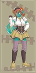  2015 anthro beret blue_eyes blue_fur boots bow brown_hair clothed clothing corset cosplay elbow_gloves female fur gloves hair hat legwear looking_at_viewer mammal markings open_mouth simple_background skirt smile solo spix standing stockings teeth 