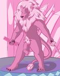  4_toes anthro balls claws crystals feet feline flaccid fur lion lion_(steven_universe) male mammal mane nude penis pink_body pink_fur pubes scabbard steven_universe sword toe_claws toes tuft uncut velrizoth weapon 