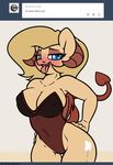  2015 anthro backy big_breasts blush breasts cleavage clothed clothing demon earth_pony equine erect_nipples fan_character female horn horse mammal my_little_pony navel nipple_bulge nipples open_mouth pony slavedemorto succubus tight_clothing tongue tongue_out 