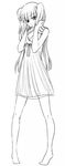  bleach blush breasts dokugamine_riruka full_body fullbringer greyscale hanya_(hanya_yashiki) highres long_hair looking_at_viewer monochrome nightgown simple_background small_breasts solo twintails white_background 