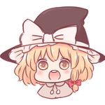  batta_(ijigen_debris) blonde_hair bow capelet chibi hair_bow hat hat_bow kirisame_marisa open_mouth solo touhou white_background white_bow witch_hat yellow_eyes 