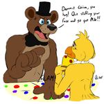  animatronic avian bear bird bleuxwolf bow_tie chica_(fnaf) chicken female five_nights_at_freddy&#039;s freddy_(fnaf) hat machine male mammal mechanical robot top_hat 