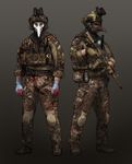  assault_rifle blood blood_splatter blood_stain boots camouflage didloaded gloves gun hat headphones helmet knee_pads load_bearing_vest m4_carbine magazine_(weapon) male_focus mask military military_hat military_operator military_uniform multicam_(camo) multiple_boys night_vision_device original plague_doctor rifle scalpel scissors scope simple_background smoke_grenade trigger_discipline uniform vertical_foregrip walkie-talkie weapon 