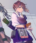  arrow black_hair bow_(weapon) brown_eyes brown_hair gloves japanese_clothes kaga_(kantai_collection) kantai_collection kouga_(mutsumi) long_hair multiple_girls muneate quiver side_ponytail weapon zuikaku_(kantai_collection) 