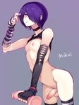  ass gradient gradient_background male_focus mikel-kun nipples penis piercing purple_hair shiromi22 simple_background solo standing testicles trap uncensored 