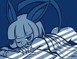  animal_ears ass bangs blunt_bangs breasts cat_ears cat_tail crossed_arms gias-ex-machella lying monochrome ms._fortune_(skullgirls) naked_sheet non-web_source on_stomach one_eye_closed scar short_hair sideboob skullgirls slit_pupils small_breasts solo source_request tail 