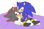  anal anal_insertion anal_penetration angelofhapiness animal_ears anthro barefoot blush butt cat_ears erection fur gloves hedgehog insertion looking_back looking_down lying male male/male mammal on_back on_top penetration penis quills sega shadow_the_hedgehog sonic_(series) sonic_the_hedgehog sweat vein veiny_penis 