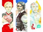  bandages barbed_wire blonde_hair bound brain dual_persona highres hood idachi male_focus marker_(medium) multiple_boys ruvik scar sebastian_castellanos the_evil_within tied_up traditional_media yellow_eyes 