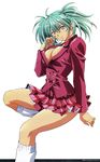  1girl absurdres breasts cleavage highres ikkitousen no_bra open_shirt rin_sin ryofu_housen shirt 