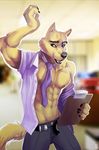  abs anthro biceps canine dog littlefreckles male mammal muscles necktie nipples pecs 