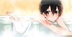  bathing bathtub black_eyes black_hair jianmo_sl kirito short_hair sword_art_online towel 