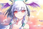  bad_id bad_pixiv_id earrings evil_ceres_(p&amp;d) hair_ornament halan head_wings hoop_earrings jewelry long_hair looking_at_viewer purple_hair puzzle_&amp;_dragons red_eyes solo 