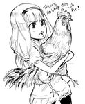  1girl bird chicken drawfag hoshimiya_kate monochrome pun rooster sekai_seifuku:_bouryaku_no_zvezda series_request 