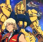  argama blonde_hair blue_eyes eyewear_removed gundam gundam_mk_ii hyaku_shiki md5_mismatch quattro_vageena short_hair sleeveless sunglasses yuya zeta_gundam 