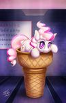  2015 cutie_mark english_text equine fan_character female feral food hair horse ice_cream ice_cream_cone mammal my_little_pony pony sign smile solo text tsitra360 two_tone_hair 