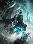  armor arthas_menethil frostmourne full_armor highres lich_king male_focus snow sword warcraft weapon white_hair world_of_warcraft 
