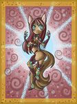 2013 animal_ears anthro armor breasts brown_fur butt canine clothed clothing female fox fur green_eyes hair iron_man kitsu looking_at_viewer mammal marvel pose raised_leg raptor007 red_hair side_boob smile solo unconvincing_armor 