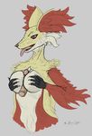  anthro breasts canine claws delphox disembodied_penis erection female fennec fox fur hand_on_breast hand_on_chest looking_down luffsas male male/female mammal nintendo nude open_mouth penis pok&eacute;mon sex sharp_claws sharp_teeth smile solo_focus standing teeth titfuck tongue tongue_out video_games 