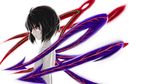  asymmetrical_wings bad_id bad_pixiv_id black_hair breasts collarbone commentary_request highres houjuu_nue nude pale_skin parted_lips profile red_eyes sabanto_tamiru short_hair simple_background small_breasts solo touhou white_background wings 