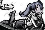  alternate_costume big-d black_legwear blue_hair blue_skin breasts chin_rest hair_over_one_eye leviathan_(skullgirls) long_hair necktie non-web_source red_eyes school_uniform side_ponytail skirt skullgirls small_breasts solo squigly_(skullgirls) stitched_mouth stitches thighhighs zettai_ryouiki zombie 