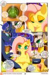  2015 blue_hair comic dialogue drink ear_piercing english_text equine female female/female fluttershy_(mlp) friendship_is_magic group hair half-closed_eyes horse inside licking licking_lips long_hair mammal my_little_pony navel open_mouth piercing pink_hair pony princess_luna_(mlp) pussy saurian_(artist) sitting smile text tongue tongue_out zebra zecora_(mlp) 