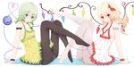  :o bad_id bad_pixiv_id bare_arms black_legwear blonde_hair breasts dclockwork fang flandre_scarlet green_eyes green_hair highres komeiji_koishi leg_lift long_hair looking_at_viewer multiple_girls open_mouth panties panties_under_pantyhose pantyhose red_eyes side_ponytail sideboob sitting small_breasts third_eye touhou underwear white_legwear wings wrist_cuffs 