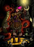  armor axe big_breasts blood blue_eyes boar bone breasts darkest_dungeon female hair helmet koara lordstevie mammal mushroom pink_hair porcine skull standing tentacles torch tusks weapon 