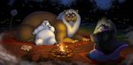  ambiguous_gender bear campfire camping cute feline flashlight forest lion mammal marshmallow morbidly_obese night overweight pointing polar_bear reallynxgirl scary tree yellow_eyes 