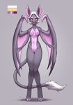  alanscampos anthro bat breasts digitigrade female grey_background hair looking_at_viewer mammal nude open_mouth plain_background pussy slit_pupils smile solo white_hair wide_hips wings yellow_eyes 
