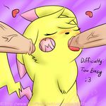  blush eyes_closed female group male milachu92 nintendo oral penis pikachu pok&eacute;mon saliva text tongue tongue_out uncut vein video_games 