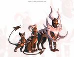  canine francis_john group horn houndoom houndour looking_at_viewer mammal mega_houndoom nintendo pok&eacute;mon red_eyes simple_background sitting video_games 