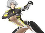  absurdres bodysuit breasts christie_(doa) dead_or_alive futuristic glow glowing highres large_breast large_breasts latex plugsuit science_fiction silver_hair virak 