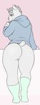  big_butt bottomless butt canine clothed clothing dems drink female green_eyes half-dressed hear_(artist) mammal pussy solo 