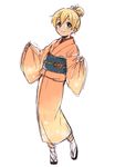  bad_id bad_pixiv_id blonde_hair full_body green_eyes inazuma_eleven inazuma_eleven_(series) japanese_clothes kimono looking_at_viewer male_focus miyasaka_ryou sandals simple_background sketch socks solo tomo_(sjim) white_background 