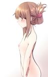  bad_id bad_pixiv_id breasts brown_hair folded_ponytail from_side inazuma_(kantai_collection) kantai_collection nekobaka nipples nude profile short_hair small_breasts solo 