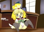  2015 anal anal_fingering anal_masturbation animal_crossing anthro anus breasts canine cute dog erect_nipples female fingering isabelle_(animal_crossing) mammal masturbation navel nintendo nipple_bulge nipples pussy r!p solo video_games 