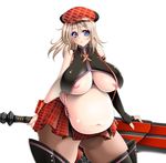  1girl akira_agata alisa_ilinichina_amiella areolae blue_eyes breasts erect_nipples fat god_eater huge_breasts solo thick_thighs wide_hips 