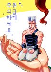  anz grey_hair hands in_palm jean_pierre_polnareff jojo_no_kimyou_na_bouken kneeling korean miniboy translated 