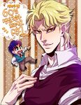  anz blonde_hair blue_hair chibi dated dio_brando jojo_no_kimyou_na_bouken jonathan_joestar multiple_boys red_eyes sweater_vest translation_request 